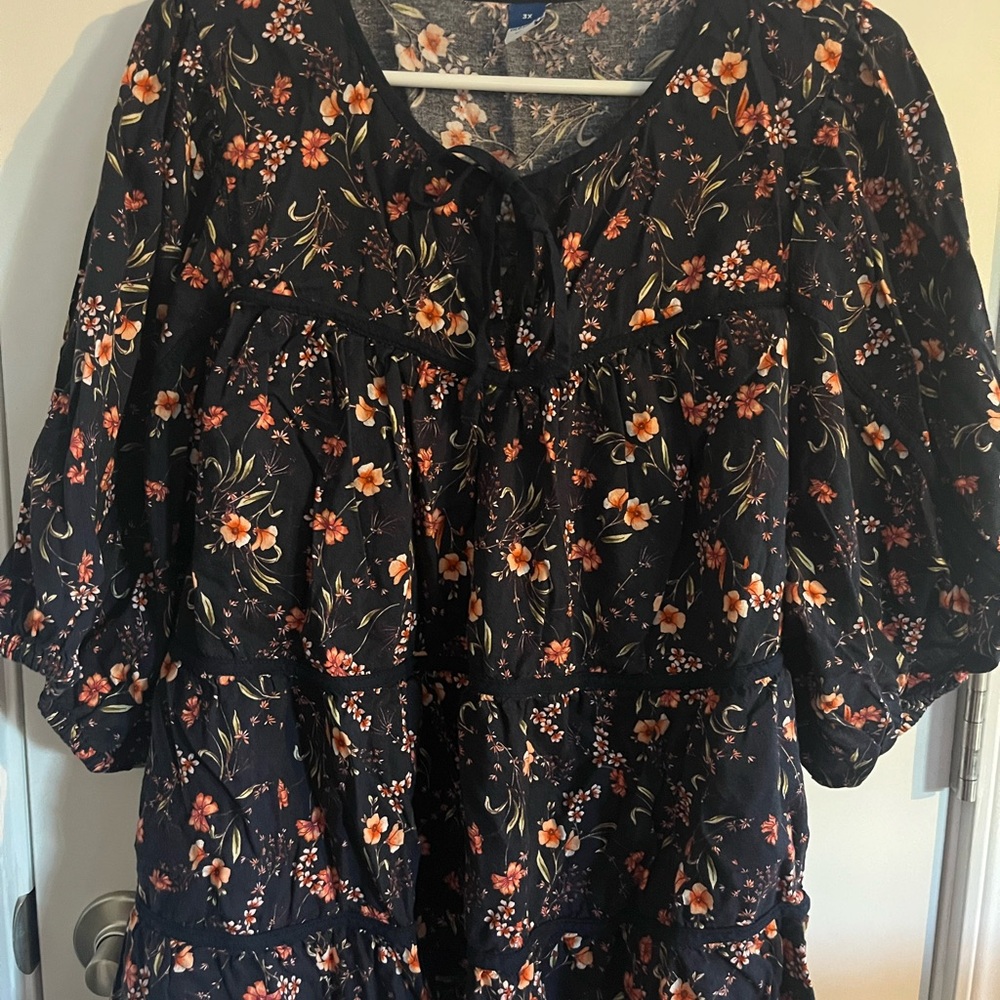Old Navy Navy Floral Blouse plus size 3x